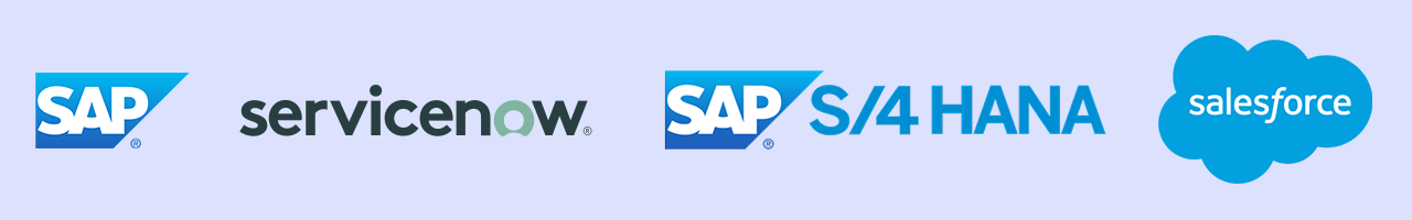 Logos - SAP, servicenow, SAP S/4 HANA, salesforce